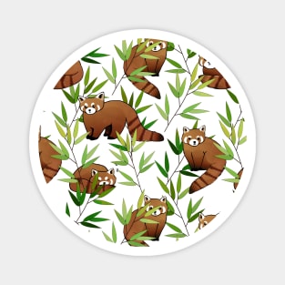 Red Panda & Bamboo Leaves Pattern Magnet